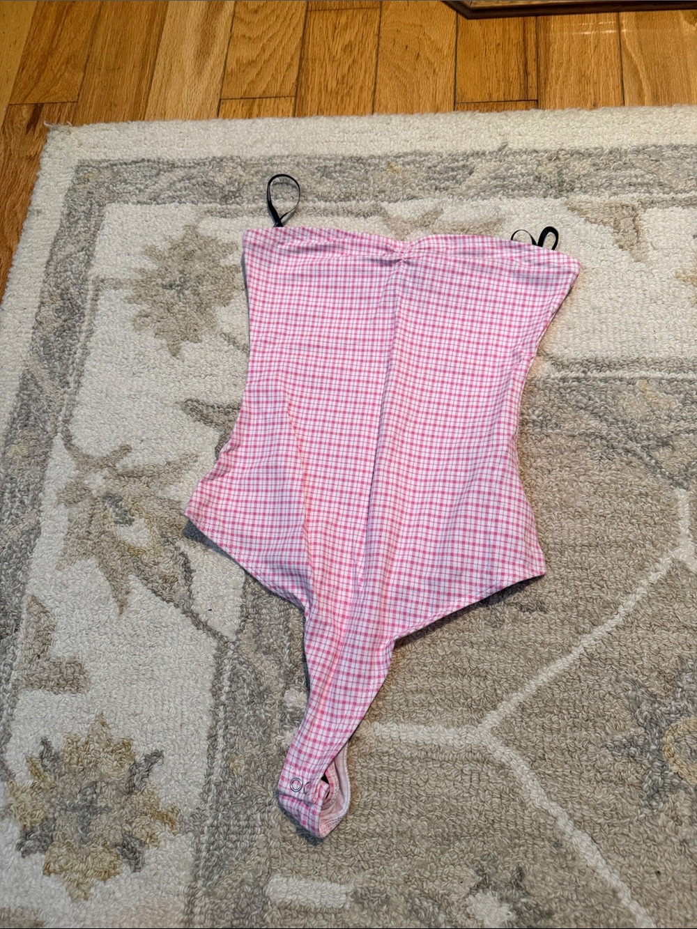 Forever 21 Pink Gingham Strap Bodysuit